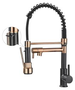 Miscelatore da cucina estraibile, nero, rosa oro, acciaio inossidabile, girevole a 360°