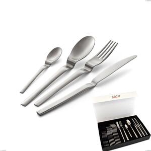 Set di posate 24 pezzi Joy Up 2.00 mm acciaio 18/10 Sabbiato in confezione panoramica a libro coltello economico, Acciaio 18/10 (AISI 304), spessore 2,00 mm
