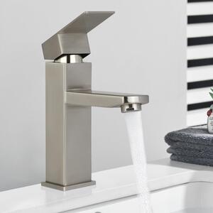 Miscelatore per lavabo, monocomando, finitura nichel, acciaio inossidabile, attacco 3/8"