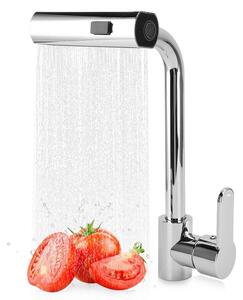 Miscelatore da cucina a cascata, rotazione a 360°, estraibile, monocomando, 3 getti, finitura argento