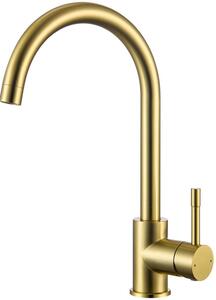 Rubinetto da cucina, girevole a 360°, alta pressione, monocomando, acciaio inossidabile, finitura oro, attacco G3/8