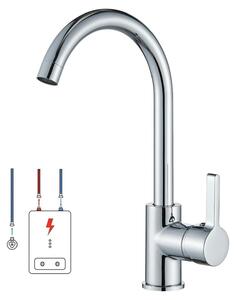 Rubinetto da cucina a bassa pressione, girevole a 360°, in acciaio inossidabile SUS304, miscelatore monocomando, finitura cromata, colore argento