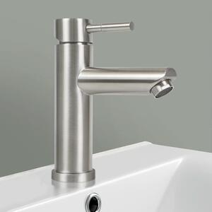 Miscelatore monocomando in acciaio inossidabile spazzolato per lavabo, con controllo dell'acqua calda e fredda