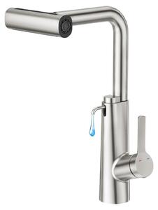 Miscelatore da cucina estraibile a cascata, in acciaio inossidabile, con dispenser di sapone, 4 modalità