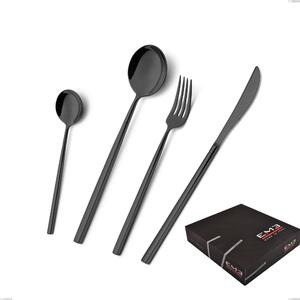 Set di posate 75 pezzi Kyoto Black in confezione regalo, Acciaio inox (Aisi 304) trattamento pvd acciaio lucido