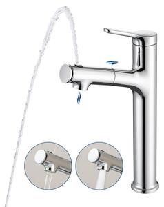 Miscelatore per lavabo estraibile con doccetta, finitura cromata