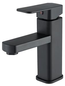 Miscelatore monocomando per lavabo, finitura nera, acciaio inossidabile, bocchetta di scarico da 90 mm