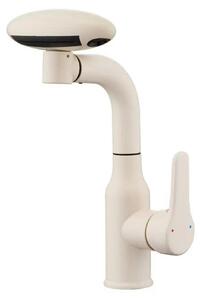 Miscelatore per lavabo estraibile, 4 modalità, bianco latte, rotazione a 360°, monocomando