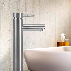 Miscelatore monocomando per lavabo, 230 mm, acciaio inossidabile spazzolato