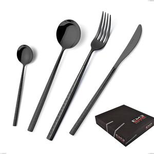 Set di posate 75 pezzi Kyoto Origami Black in confezione regalo, Acciaio inox (Aisi 304) trattamento pvd acciaio lucido