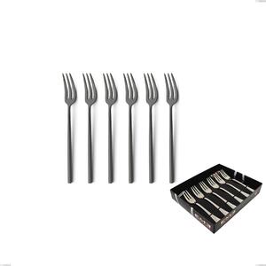 Confezione vetrina 6 pezzi forchettine dolce Kyoto Sabbiato Black, Acciaio inox (Aisi 304) inox sabbiato