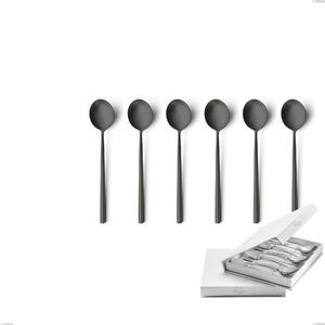 Confezione a libro 6 pezzi cucchiaini caff� Kyoto Sabbiato Black, Acciaio inox (Aisi 304) inox sabbiato