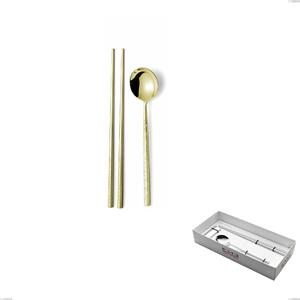 Set Sushi per 1 persona in confezione vetrina Kyoto Origami Tin Gold, Acciaio inox (Aisi 304) trattamento pvd acciaio lucido