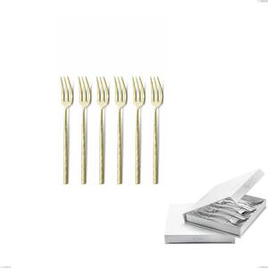 Confezione a libro 6 pezzi forchette dolce Kyoto Origami Tin Gold, Acciaio inox (Aisi 304) trattamento pvd acciaio lucido