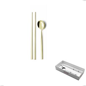 Set Sushi per 1 persona in confezione vetrina Kyoto Tin Gold, Acciaio inox (Aisi 304) trattamento pvd acciaio lucido