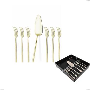 Confezione vetrina 7 pezzi dolce Kyoto Tin Gold, Acciaio inox (Aisi 304) trattamento pvd acciaio lucido