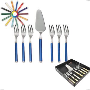 Confezione vetrina 7 pezzi, forchettine pi� paletta dolce linea, Acciaio 18/10 (AISI304) inox lucido , manici in metacrilato
