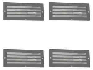 Set di 4 faretti da incasso moderni grigio scuro IP44 - Hurricane