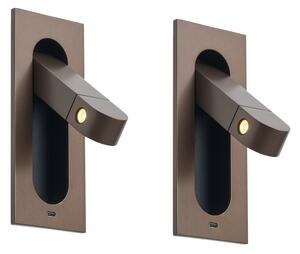 Set di 2 lampade da parete moderne bronzo scuro con LED e porta USB-C - Hilton