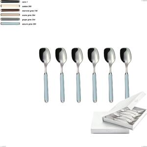 Confezione a libro 6 pezzi cucchiaini gelato linea gres, acciaio 18/10 aisi 304 manici in acrilico