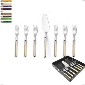 Confezione vetrina 7 pezzi, forchettine pi� paletta dolce Linea Perlato, Acciaio inox 18/10 (AISI304)