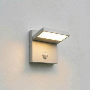 Applique da esterni LED Lucande Silvan, grigio pietra, con sensore, IP54 Silvan, Alluminio / Grigio / Zincato, Alluminio, Moderno, Applique da esterni