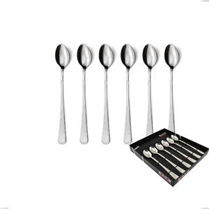 Confezione vetrina 6 pezzi cucchiaini bibita loira, Acciaio inox Aisi 304 lucido, spessore 2 mm, design Classico