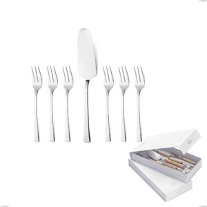 Confezione a libro 7 pezzi, forchettine pi� paletta dolce lux, Acciaio inox Aisi 304 Posate Lucide, spessore 2.5 mm