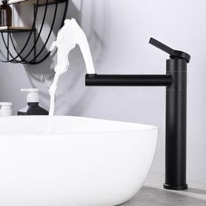 Rubinetto da bagno, colore nero, altezza 360°, bocchetta girevole, corpo in ABS, aeratore, cartuccia in Vetroceramica, miscelatore monocomando