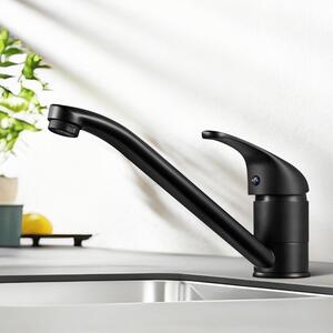 Miscelatore da cucina monocomando, nero, in acciaio inossidabile, girevole a 360°