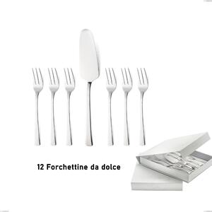 Confezione a libro 13 pezzi, forchettine pi� paletta dolce lux, Acciaio inox Aisi 304 Posate Lucide, spessore 2.5 mm