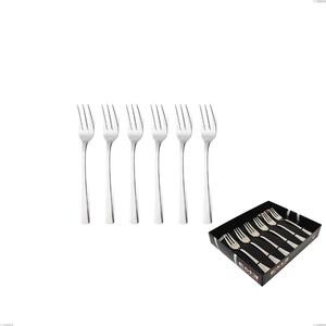 Confezione vetrina 6 pezzi forchettine dolce lux, Acciaio inox Aisi 304 Posate Lucide, spessore 2.5 mm