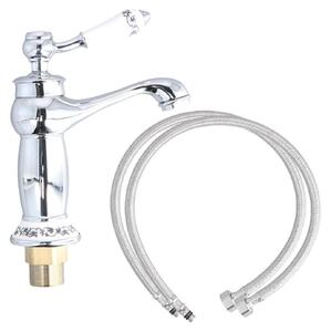 Miscelatore per lavabo in ottone anticato, attacco G3/8, design vintage a un'unica leva