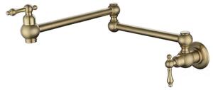 Miscelatore monocomando per lavello da cucina, montaggio a parete, pieghevole, in ottone, solo acqua fredda, rotazione a 360°, altezza 57 cm