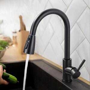 Miscelatore da cucina in acciaio inossidabile 304, girevole a 360°, colore nero