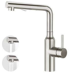 Miscelatore per lavello da cucina, miscelatore per lavello, miscelatore monocomando, doccetta estraibile, finitura spazzolata