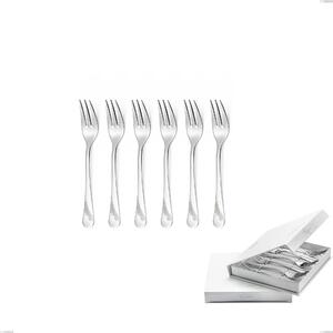 Confezione a libro 6 pezzi forchette dolce Milano Inciso , 18/10 (AISI304) acciaio inox Lucido , spessore 2,5 mm