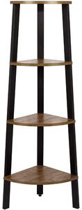 Scaffale Angolare - Leobert - Marrone Rustico/Nero - 45 X 34 X 125 Cm