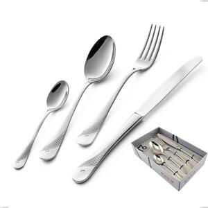 Confezione vetrina 16 pezzi Milano Inciso , 18/10 (AISI304) acciaio inox Lucido , spessore 2,5 mm