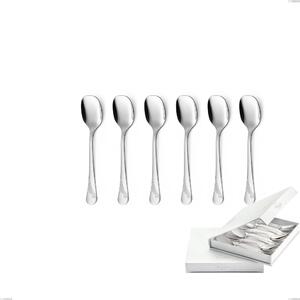 Confezione a libro 6 pezzi cucchiaini gelato Milano Inciso , 18/10 (AISI304) acciaio inox Lucido , spessore 2,5 mm