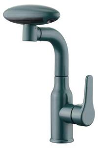 Miscelatore monocomando estraibile a 360° per lavabo da bagno, colore verde scuro