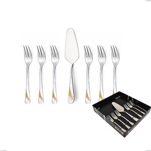 Confezione vetrina 7 pezzi dolce Milano Inciso Oro , 18/10 (AISI304) finitura inox lucido e oro, spessore 2,5 mm