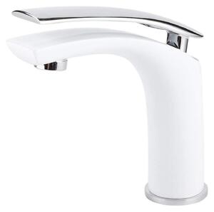 Miscelatore monocomando per lavabo, finitura bianca, design in Vetroceramica, per acqua calda e fredda