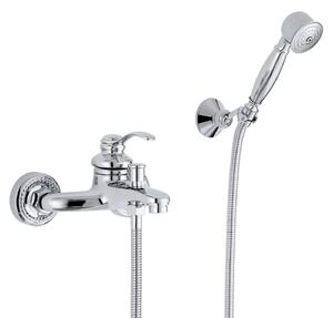 Miscelatore monocomando per vasca da bagno con doccetta, stile retrò, finitura cromata, materiali: ottone/acciaio inossidabile