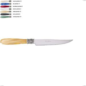 Coltello bistecca mona lisa, Acciaio 18/10 AISI 304 Lucido manicatura acrilico perlato, lunghezza 221 mm