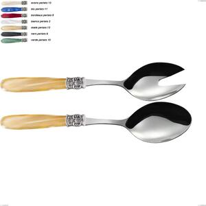 Coppia insalata mona lisa, Acciaio 18/10 AISI 304 Lucido manicatura acrilico perlato, lunghezza 236 mm