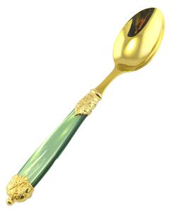 Cucchiaio da Tavola Mirage in Ghiere oro Tin Gold 18.10 (AISI 304) manico perlato doppia ghiera lavabili in lavastoviglie Verde Perlato