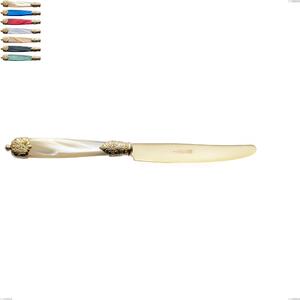 Coltello tavola Mirage Perlato Tin gold, acciaio 18.10 con finitura pvd dorata colorato, manici in metacrilato, lunghezza 237 mm