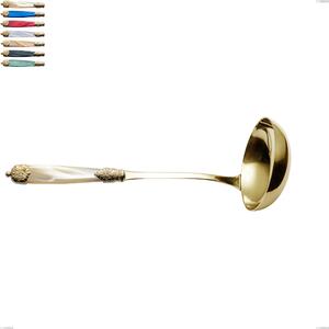 Mestolo Mirage Perlato Tin gold, acciaio 18.10 con finitura pvd dorata colorato, manici in metacrilato, lunghezza 279 mm