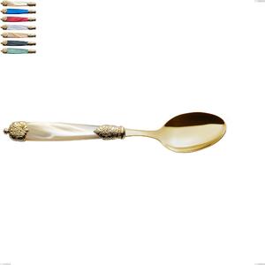Cucchiaio tavola Mirage Perlato Tin gold, acciaio 18.10 con finitura pvd dorata colorato, manici in metacrilato, lunghezza 221 mm